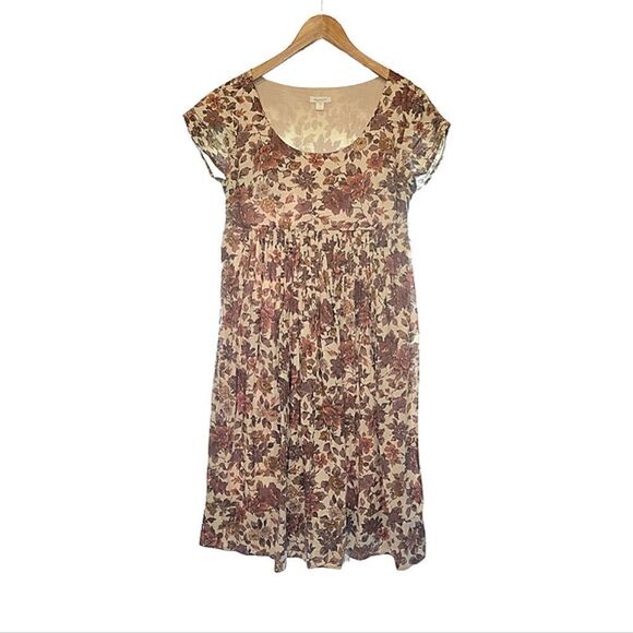 Garnet Hill Fall Harvest Floral Pleated 100% Cotton Dress 6 - Picture 1 of 14